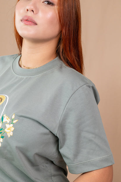 CAMISETA BORDADA:  SAN JOSE verde seco