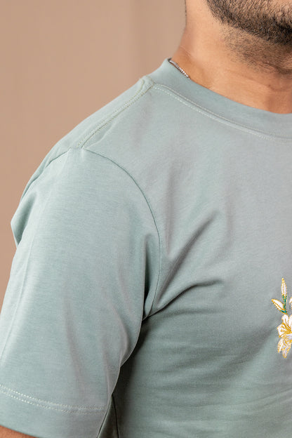 CAMISETA BORDADA:  SAN JOSE verde seco