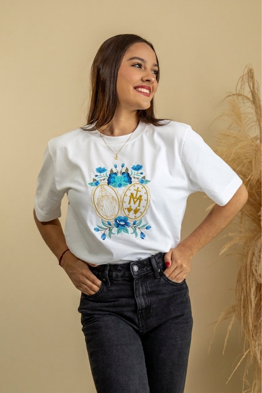 CAMISETA BORDADA: MEDALLA MILAGROSA