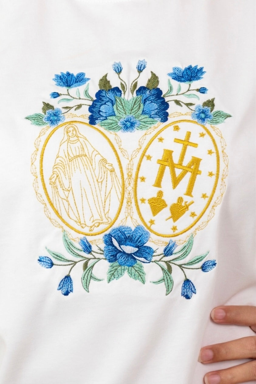 CAMISETA BORDADA: MEDALLA MILAGROSA