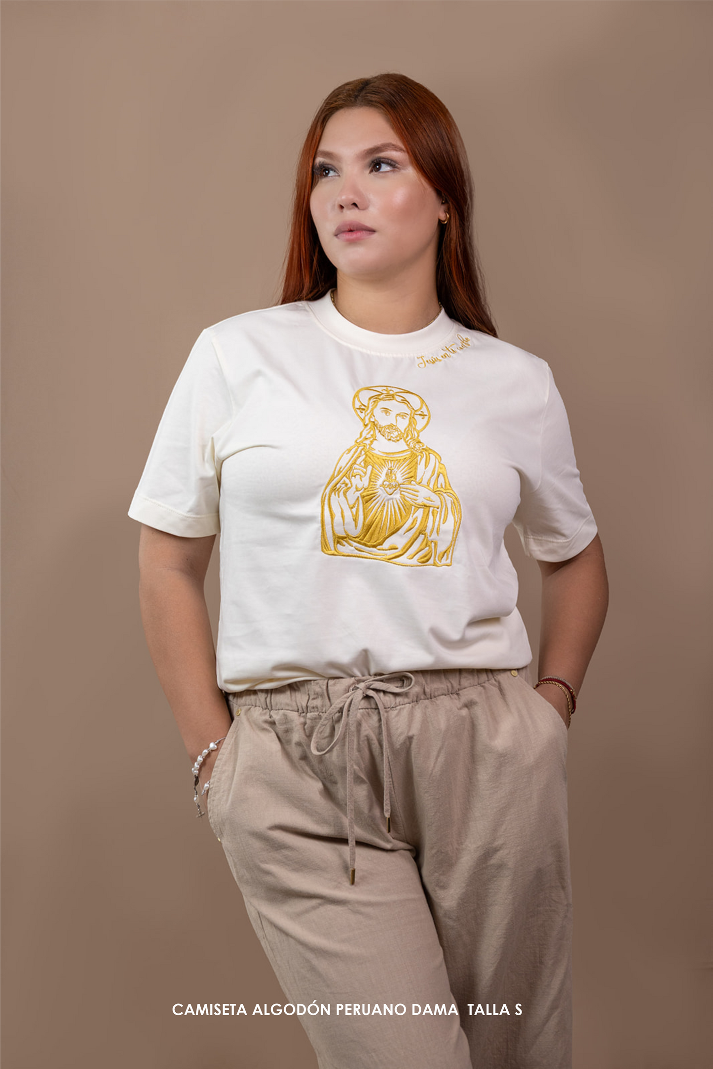 CAMISETA BORDADA:  SAGRADO CORAZÒN DE JESUS