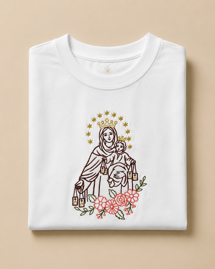 CAMISETA BORDADA: VIRGEN DEL CARMEN