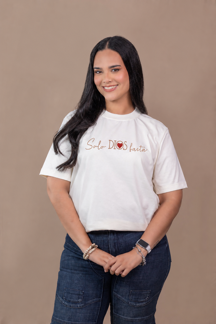CAMISETA ESTAMPADA: Solo Dios basta ALGODÓN PERUNANO