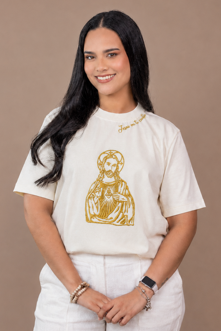CAMISETA BORDADA:  SAGRADO CORAZÒN DE JESUS