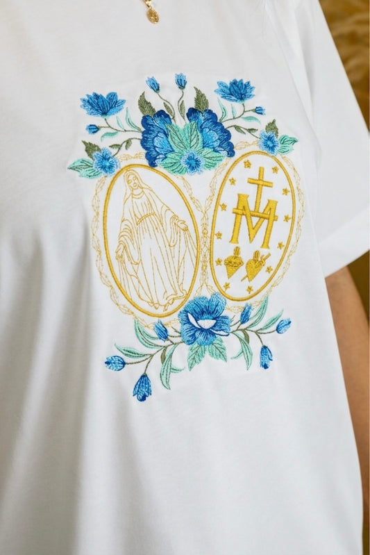 CAMISETA BORDADA: MEDALLA MILAGROSA