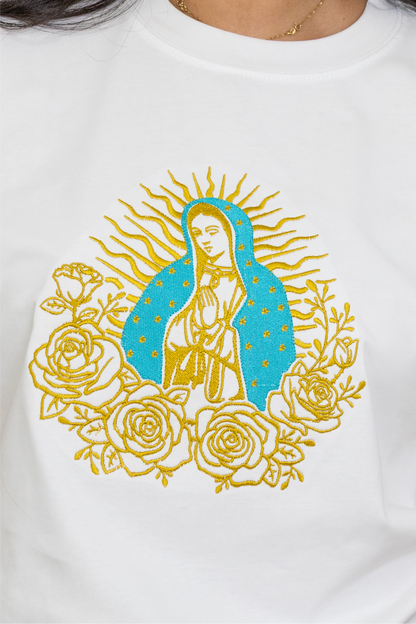 CAMISETA BORDADA: VIRGEN DE GUADALUPE