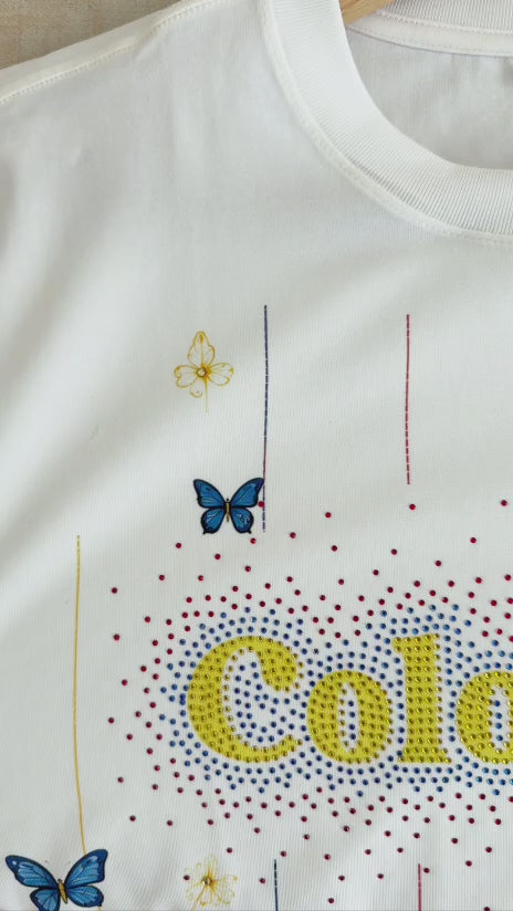 CAMISETA COLOMBIA : Flores y mariposas